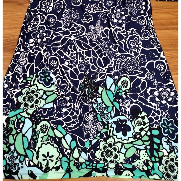 Kim Rogers Curvy Palm Springs Dress Womens 3X Navy Floral 3/4 Sleeve Knee Length - Picture 10 of 10